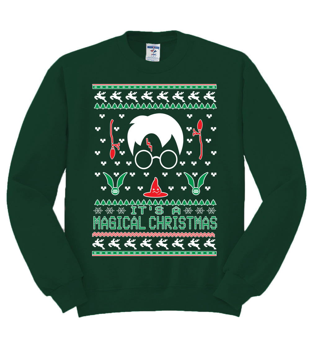 It's a Magical Christmas | Wizard Bolt, Christmas Gifts, Funny Xmas Gift Idea, Ugly Christmas Sweater Unisex Crewneck Sweatshirt