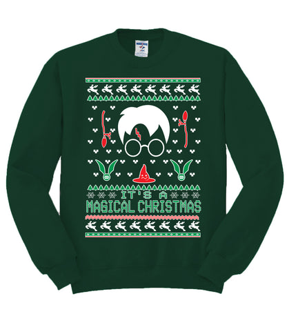 It's a Magical Christmas | Wizard Bolt, Christmas Gifts, Funny Xmas Gift Idea, Ugly Christmas Sweater Unisex Crewneck Sweatshirt