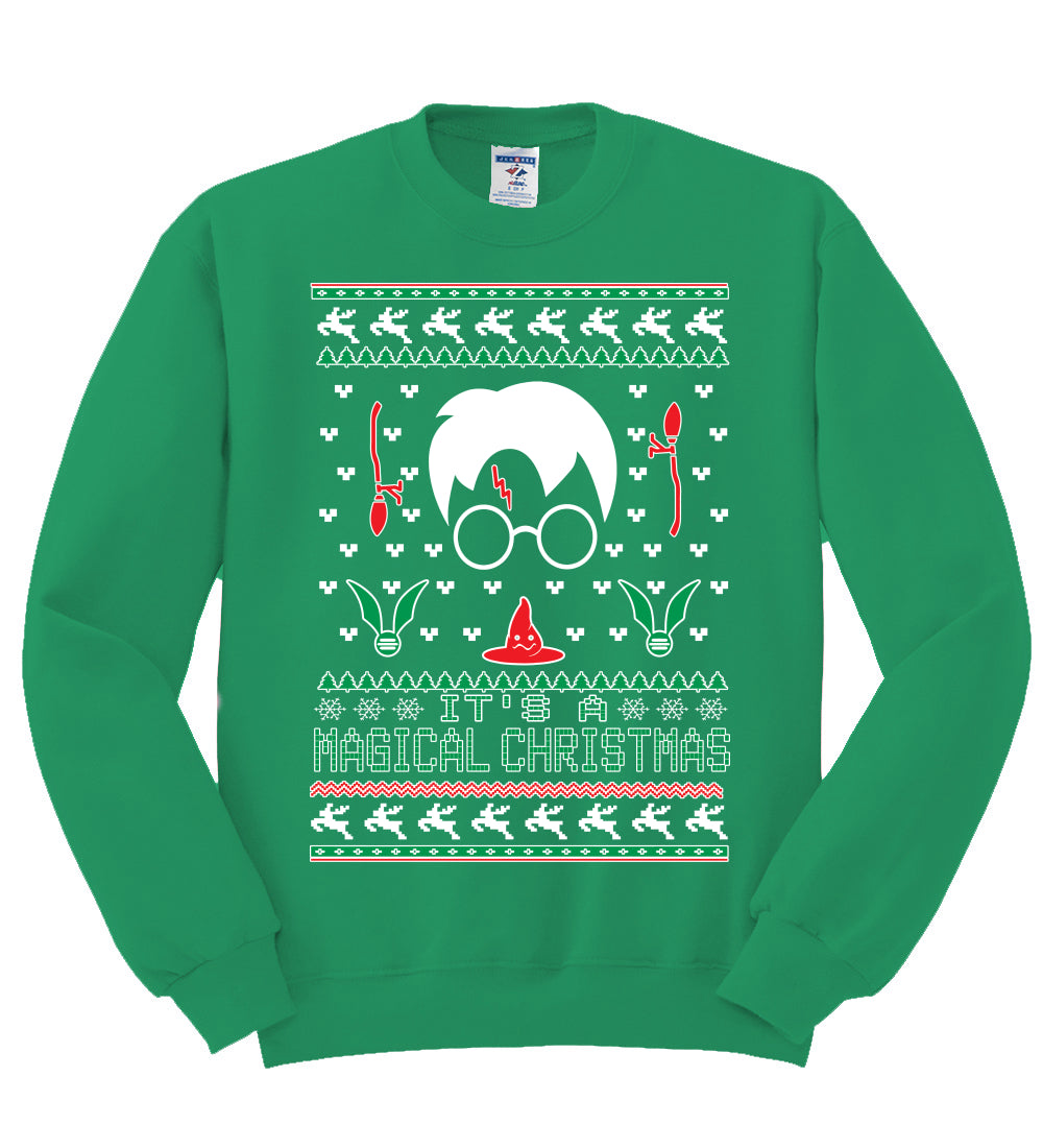 It's a Magical Christmas | Wizard Bolt, Christmas Gifts, Funny Xmas Gift Idea, Ugly Christmas Sweater Unisex Crewneck Sweatshirt
