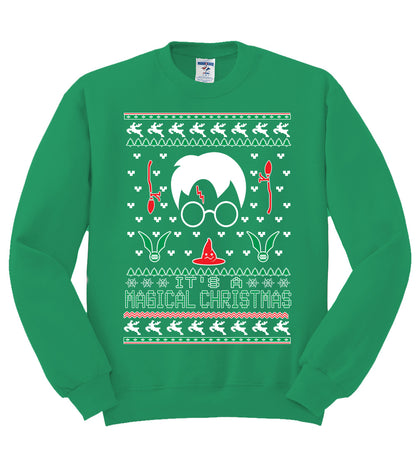 It's a Magical Christmas | Wizard Bolt, Christmas Gifts, Funny Xmas Gift Idea, Ugly Christmas Sweater Unisex Crewneck Sweatshirt