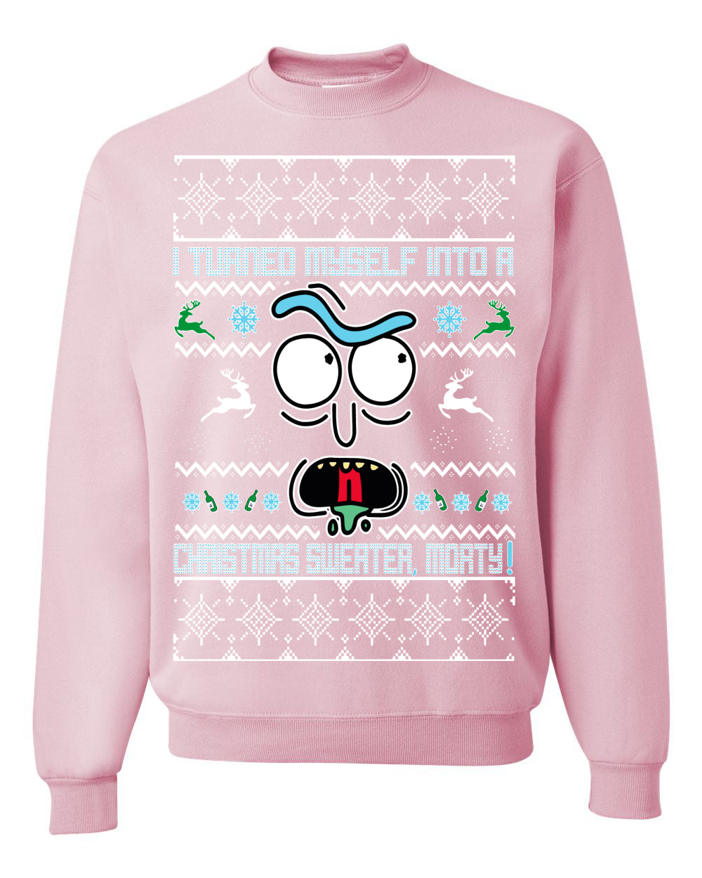 I Turned Myself Into a Christmas Sweater Morty, Christmas Gifts, Funny Xmas Gift Idea, Ugly Christmas Sweater Unisex Crewneck Sweatshirt