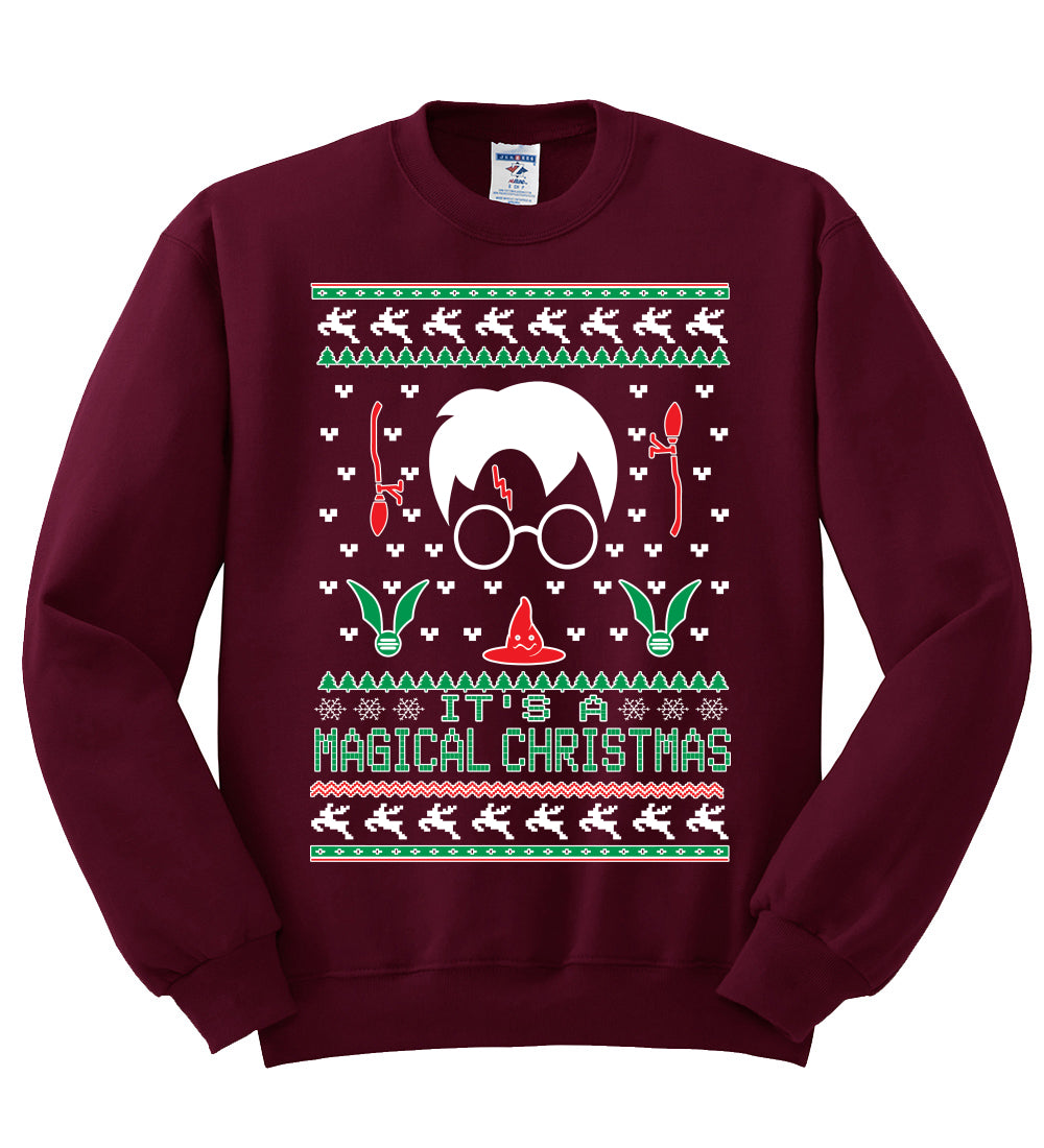 It's a Magical Christmas | Wizard Bolt, Christmas Gifts, Funny Xmas Gift Idea, Ugly Christmas Sweater Unisex Crewneck Sweatshirt