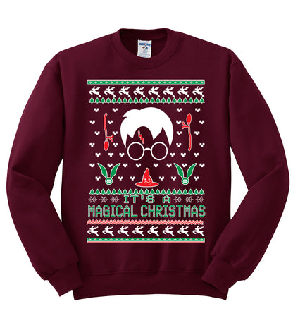 It's a Magical Christmas | Wizard Bolt, Christmas Gifts, Funny Xmas Gift Idea, Ugly Christmas Sweater Unisex Crewneck Sweatshirt