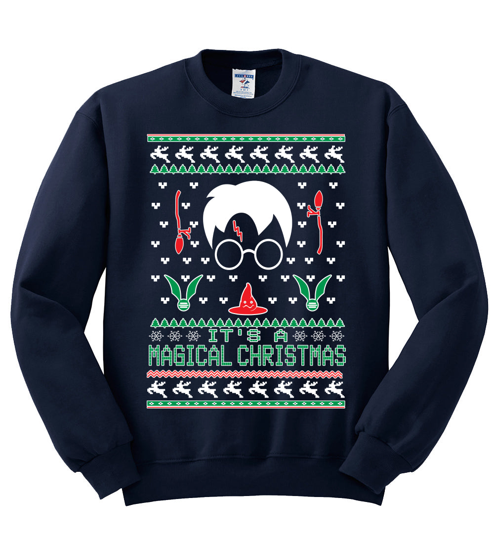 It's a Magical Christmas | Wizard Bolt, Christmas Gifts, Funny Xmas Gift Idea, Ugly Christmas Sweater Unisex Crewneck Sweatshirt