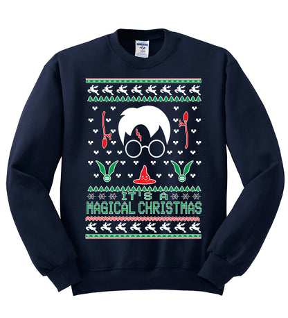 It's a Magical Christmas | Wizard Bolt, Christmas Gifts, Funny Xmas Gift Idea, Ugly Christmas Sweater Unisex Crewneck Sweatshirt