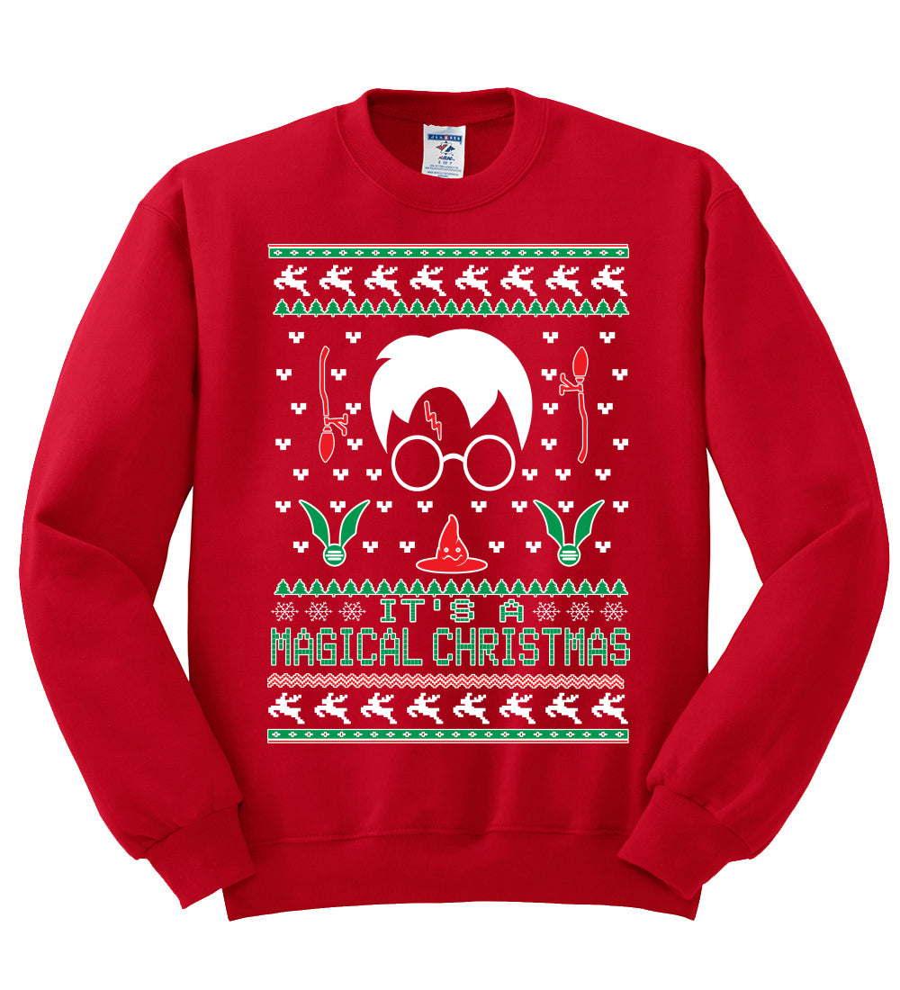 It's a Magical Christmas | Wizard Bolt, Christmas Gifts, Funny Xmas Gift Idea, Ugly Christmas Sweater Unisex Crewneck Sweatshirt