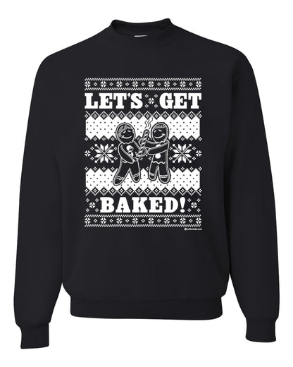 Unisex Crewneck Graphic Ugly Xmas Sweater Sweatshirt, Holiday Ginger Bread Design, Let's Get Baked  Ugly Christmas Sweater Unisex Crewneck Sweatshirt