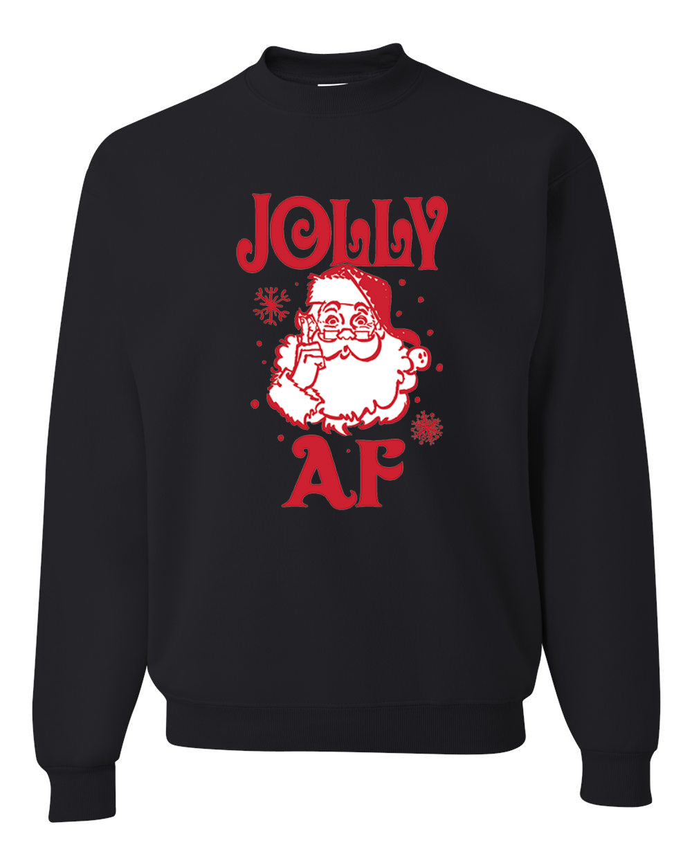 Unisex Graphic Crewneck Christmas Sweatshirt, Santa Jolly AF Ugly Christmas Sweater Unisex Crewneck Sweatshirt