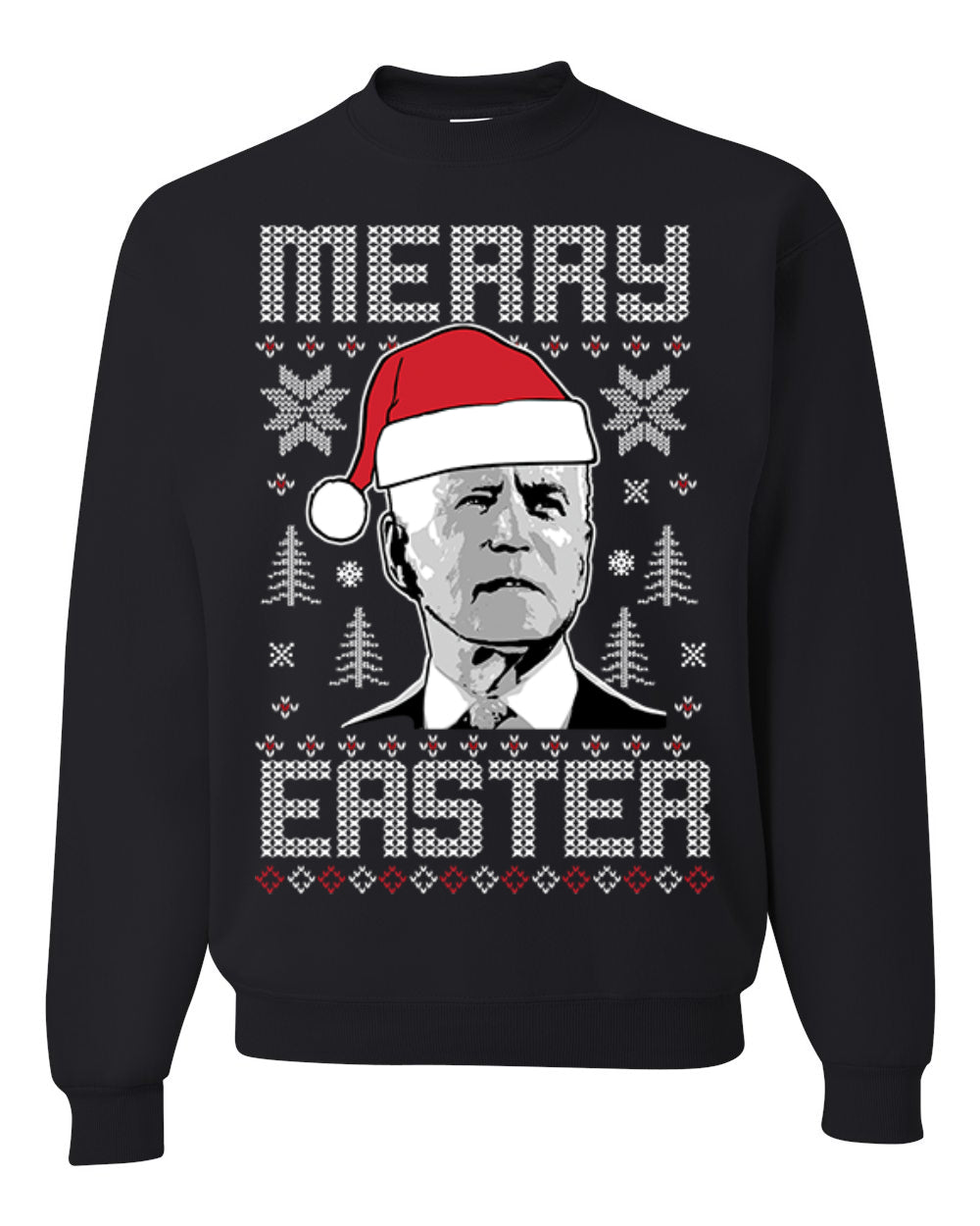 Funny Unisex Graphic Ugly Xmas Holiday Sweater Crewneck Sweatshirt Merry Easter Biden Santa Hat Ugly Christmas Sweater Unisex Crewneck Sweatshirt