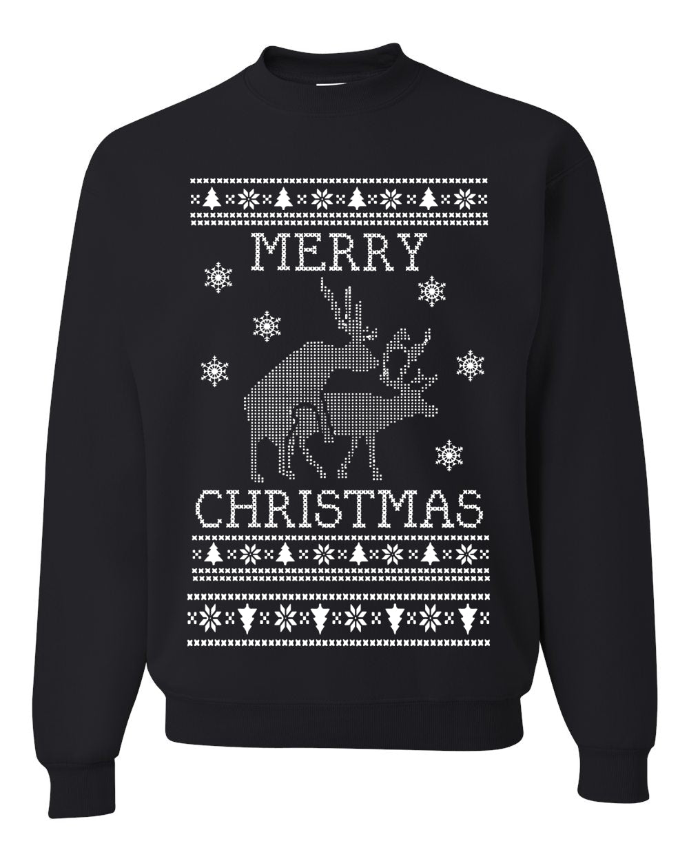 Funny Unisex Crewneck Ugly Xmas Holiday Sweater Sweatshirt Merry Christmas Reindeer Humping  Ugly Christmas Sweater Unisex Crewneck Sweatshirt