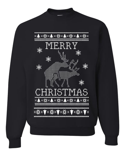 Funny Unisex Crewneck Ugly Xmas Holiday Sweater Sweatshirt Merry Christmas Reindeer Humping  Ugly Christmas Sweater Unisex Crewneck Sweatshirt