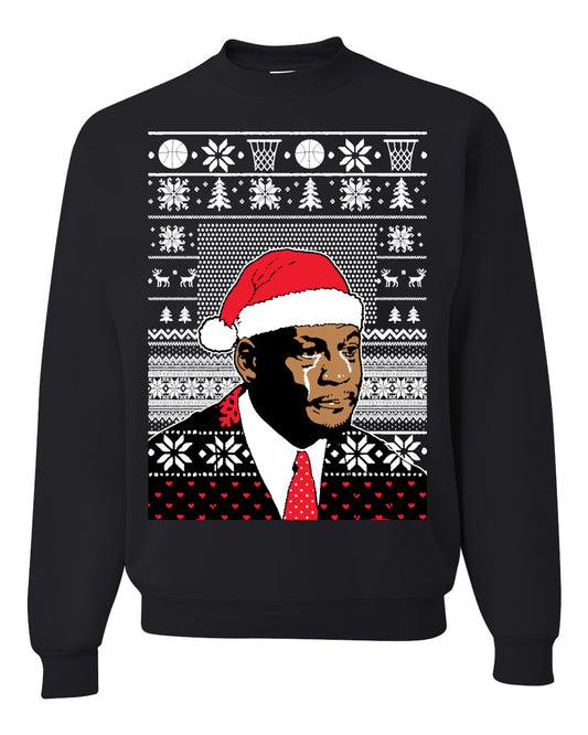Christmas Crying Jordan, Christmas Gifts, Funny Xmas Gift Idea, Ugly Christmas Sweater Unisex Crewneck Sweatshirt