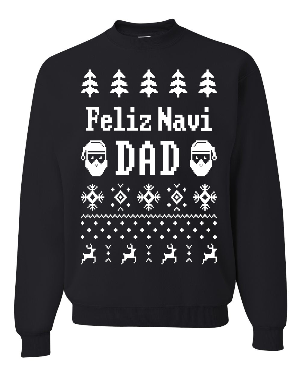 Ugly Xmas Crewneck Sweater Sweatshirt Unisex "Feliz Navidad" Ugly Christmas Sweater Unisex Crewneck Sweatshirt