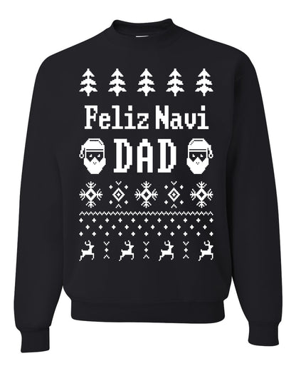 Ugly Xmas Crewneck Sweater Sweatshirt Unisex "Feliz Navidad" Ugly Christmas Sweater Unisex Crewneck Sweatshirt