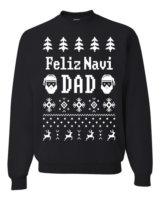 Ugly Xmas Crewneck Sweater Sweatshirt Unisex "Feliz Navidad" Ugly Christmas Sweater Unisex Crewneck Sweatshirt