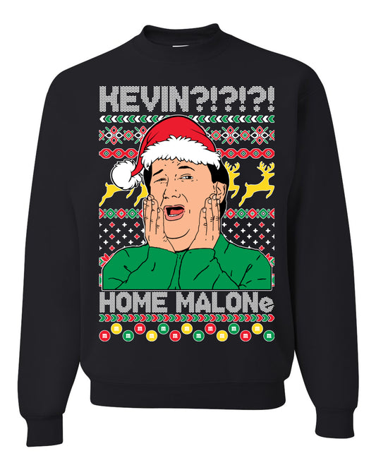 Unisex Christmas Graphic Sweatshirt Crewneck, Kevin Home Malone The Office TV Ugly Christmas Sweater Unisex Crewneck Sweatshirt