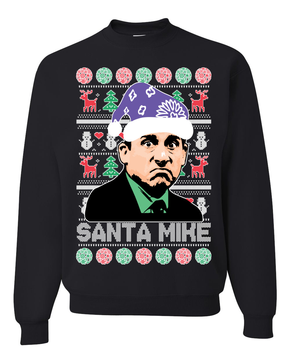 The Office Santa Mike Michael Scott Graphic Unisex Ugly Xmas Crewneck Sweater Ugly Christmas Sweater Unisex Crewneck Sweatshirt