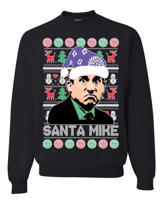 The Office Santa Mike Michael Scott Graphic Unisex Ugly Xmas Crewneck Sweater Ugly Christmas Sweater Unisex Crewneck Sweatshirt