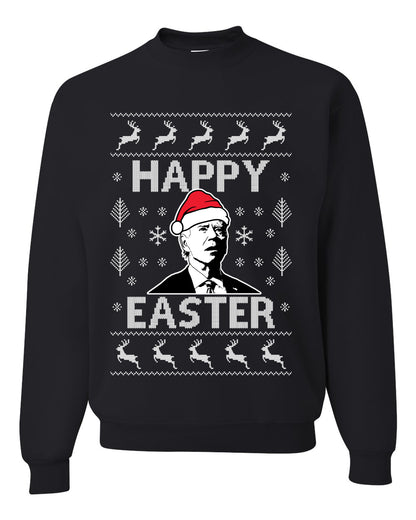 Unisex Graphic Ugly Xmas Sweater Sweatshirt, Biden Happy Easter Ugly Christmas Sweater Unisex Crewneck Sweatshirt