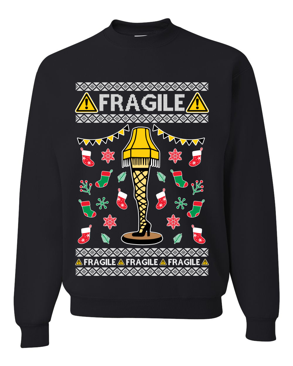Graphic Ugly Unisex Crewneck Christmas Sweater Sweatshirt Fragile Leg Lamp Movie Ugly Christmas Sweater Unisex Crewneck Sweatshirt