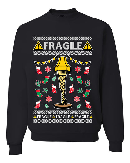 Graphic Ugly Unisex Crewneck Christmas Sweater Sweatshirt Fragile Leg Lamp Movie Ugly Christmas Sweater Unisex Crewneck Sweatshirt