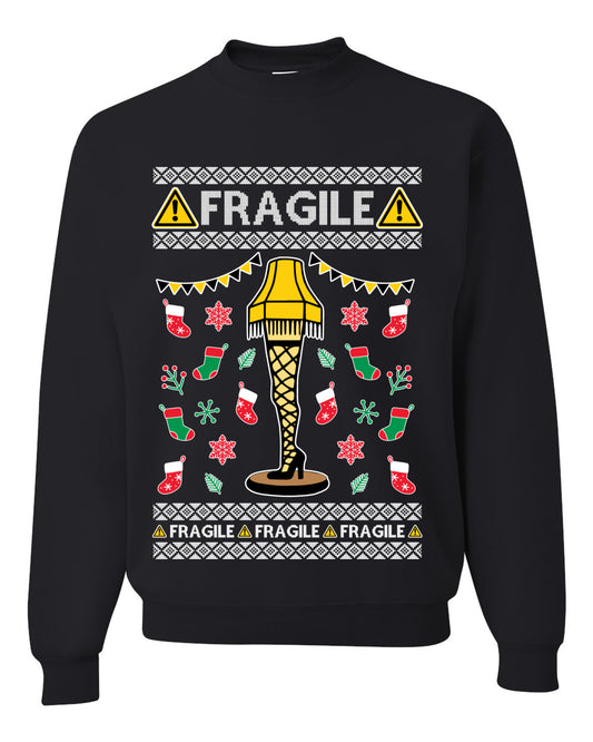 Graphic Ugly Unisex Crewneck Christmas Sweater Sweatshirt Fragile Leg Lamp Movie Ugly Christmas Sweater Unisex Crewneck Sweatshirt