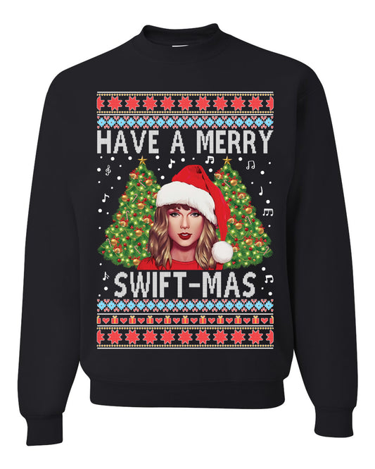 Merry Swiftmas Christmas Sweater, Christmas Gifts, Funny Xmas Gift Idea,Swiftie shirt Ugly Christmas Sweater Unisex Crewneck Sweatshirt
