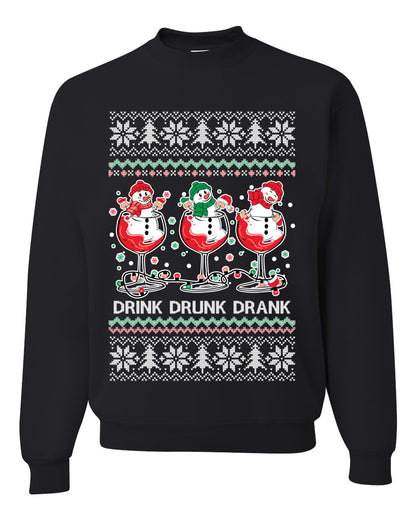 Holiday Spirits Drink Drank Drunk Snowmen, Christmas Gifts, Funny Xmas Gift Idea, Ugly Christmas Sweater Unisex Crewneck Sweatshirt