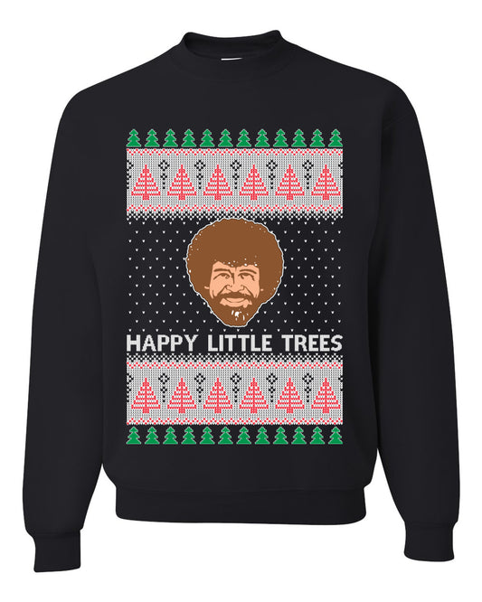 Bob Happy Little Trees Ross Painter, Christmas Gifts, Funny Xmas Gift Idea, Ugly Christmas Sweater Unisex Crewneck Sweatshirt
