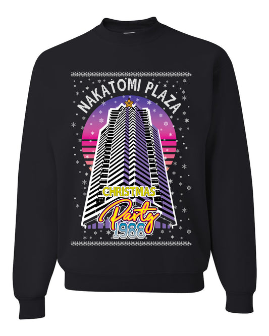 Retro Nakatomi Plaza 1988 Holiday Party, Xmas Movie, Christmas Gifts, Funny Xmas Gift Idea, Ugly Christmas Sweater Unisex Crewneck Sweatshirt