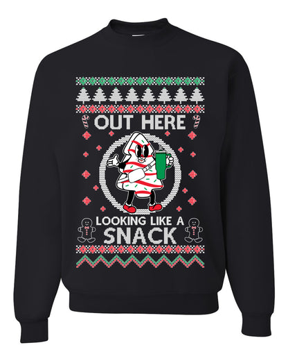 Out Here Looking Like A Snack Cookie, Funny Christmas, Christmas Gifts, Funny Xmas Gift Idea, Ugly Christmas Sweater Unisex Crewneck Sweatshirt