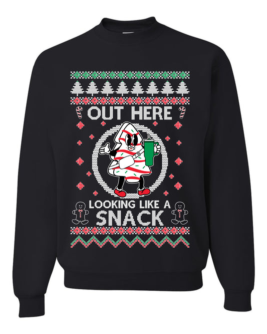 Out Here Looking Like A Snack Cookie, Funny Christmas, Christmas Gifts, Funny Xmas Gift Idea, Ugly Christmas Sweater Unisex Crewneck Sweatshirt