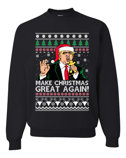Funny Graphic Meme Ugly Unisex Christmas Crewneck Sweater Sweatshirt, Donald Trump, "Make Christmas Great Again" Ugly Christmas Sweater Unisex Crewneck Sweatshirt