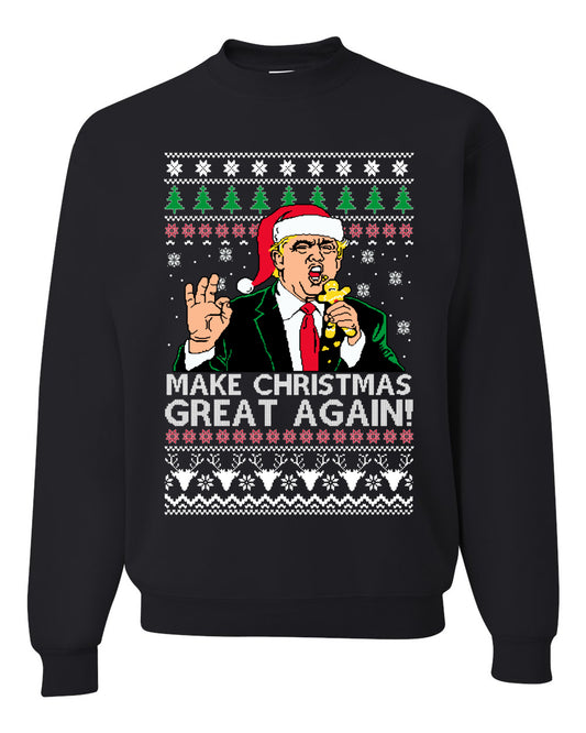 Funny Graphic Meme Ugly Unisex Christmas Crewneck Sweater Sweatshirt, Donald Trump, "Make Christmas Great Again" Ugly Christmas Sweater Unisex Crewneck Sweatshirt