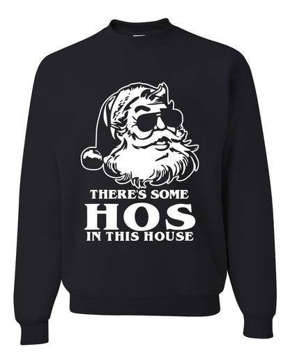Unisex Graphic Crewneck Christmas Sweatshirt, There's Some Hos In This House Ugly Christmas Sweater Unisex Crewneck Sweatshirt