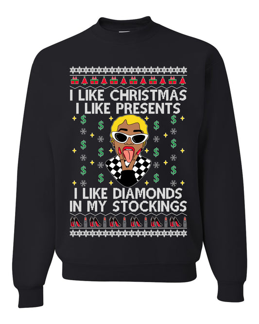 I Like Christmas, I like Presents Cardi, Christmas Gifts, Funny Xmas Gift Idea, Ugly Christmas Sweater Unisex Crewneck Sweatshirt