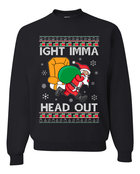 Graphic Funny Meme Ugly Christmas Crewneck Sweater Sweatshirt Ight Imma Head Out, Wild Bobby Ugly Christmas Sweater Unisex Crewneck Sweatshirt