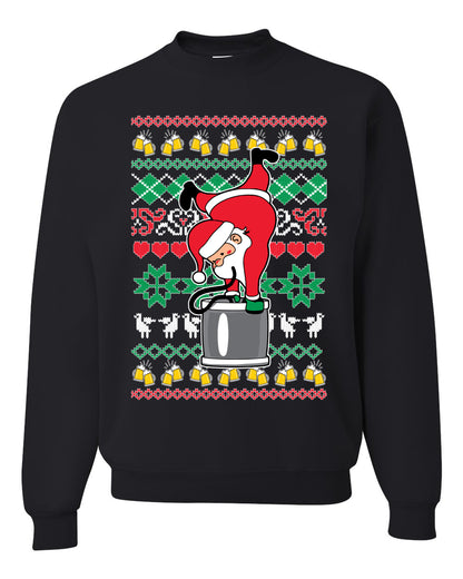 Unisex Ugly Xmas Graphic Crewneck Sweater Sweatshirt Drunk Keg Stand Beer Drinking Santa Ugly Christmas Sweater Unisex Crewneck Sweatshirt