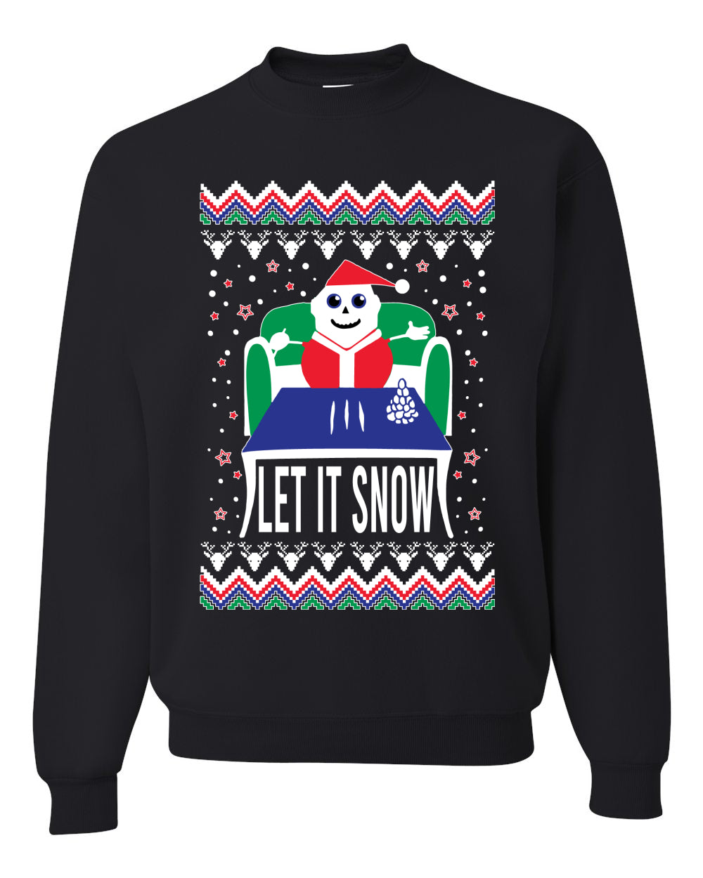 Unisex Graphic Ugly Merry Xmas Sweater Crewneck Sweatshirt Let It Snow Cocaine Santa  Ugly Christmas Sweater Unisex Crewneck Sweatshirt