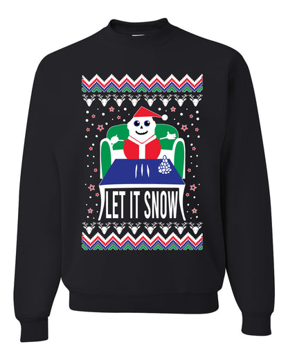 Unisex Graphic Ugly Merry Xmas Sweater Crewneck Sweatshirt Let It Snow Cocaine Santa  Ugly Christmas Sweater Unisex Crewneck Sweatshirt