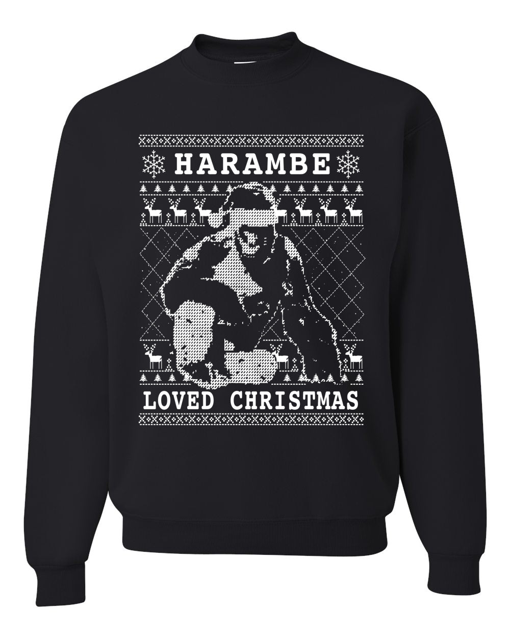 Ugly Christmas Graphic Hoodie Sweater Sweatshirt Harambe Loved Christmas Funny Meme Holiday Gorilla  Ugly Christmas Sweater Unisex Crewneck Sweatshirt