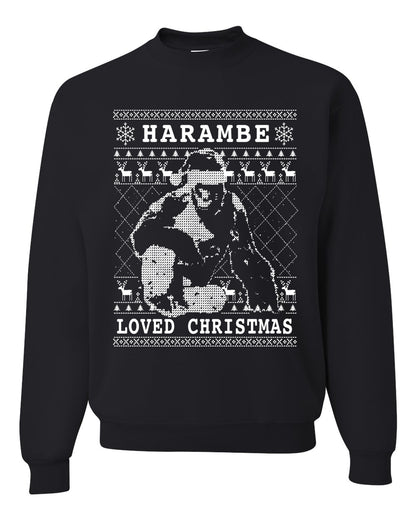 Ugly Christmas Graphic Hoodie Sweater Sweatshirt Harambe Loved Christmas Funny Meme Holiday Gorilla  Ugly Christmas Sweater Unisex Crewneck Sweatshirt