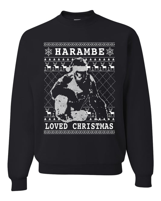 Ugly Christmas Graphic Hoodie Sweater Sweatshirt Harambe Loved Christmas Funny Meme Holiday Gorilla  Ugly Christmas Sweater Unisex Crewneck Sweatshirt