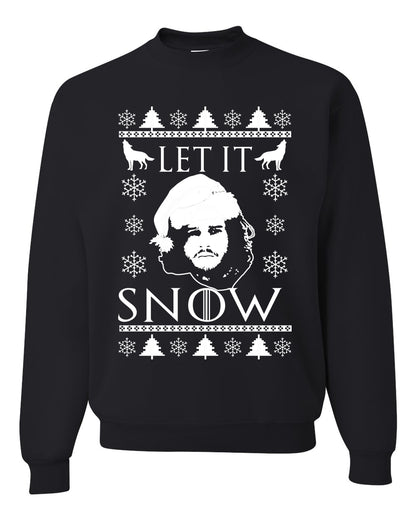 Unisex Graphic GoT Ugly Christmas Crewneck Sweater Let It Snow Jon Snow Stark Ugly Christmas Sweater Unisex Crewneck Sweatshirt