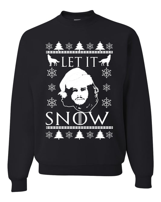 Unisex Graphic GoT Ugly Christmas Crewneck Sweater Let It Snow Jon Snow Stark Ugly Christmas Sweater Unisex Crewneck Sweatshirt