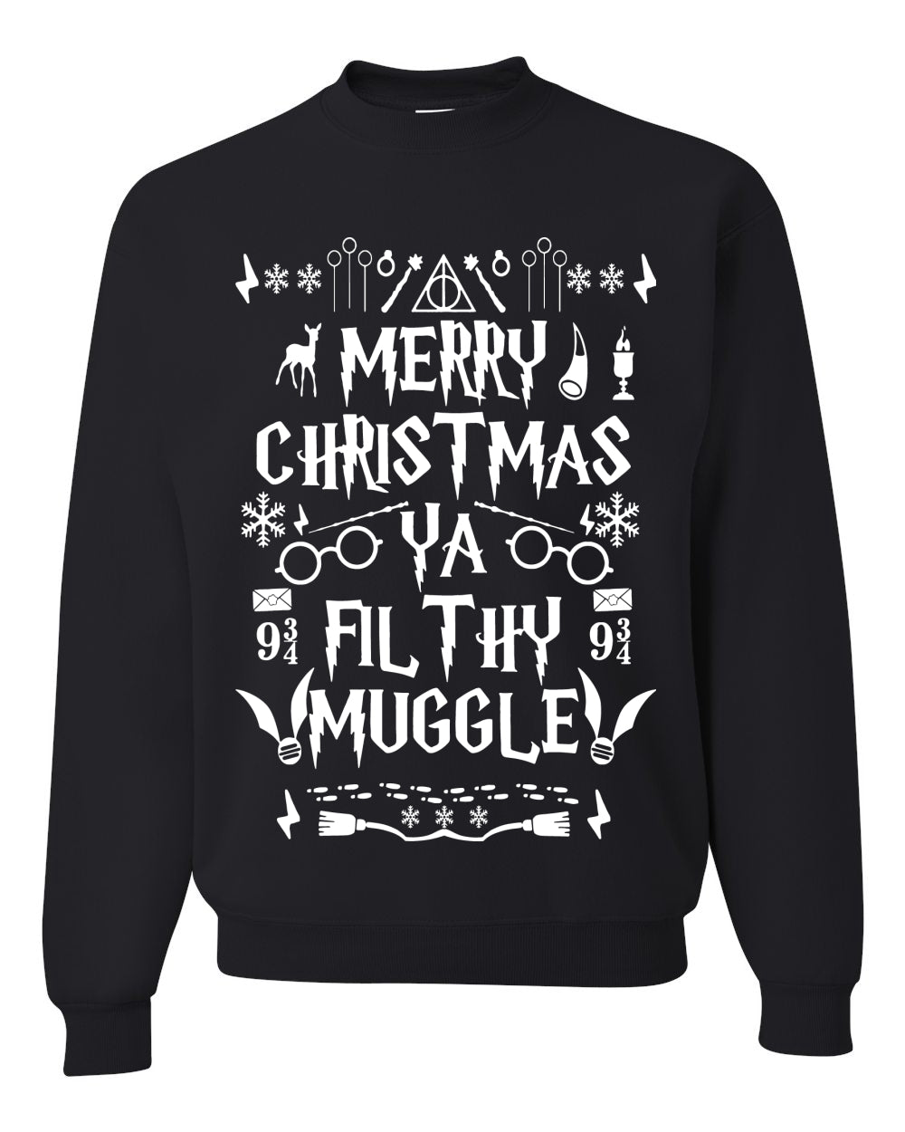 Merry Christmas You Filthy Muggle, Christmas Gifts, Funny Xmas Gift Idea, Ugly Christmas Sweater Unisex Crewneck Sweatshirt