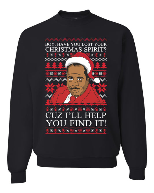 Crewneck Ugly Holiday Unisex Sweater Stanley Hudson Christmas Spirit I'll Help You Find It Ugly Christmas Sweater Unisex Crewneck Sweatshirt
