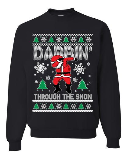 Crewneck Ugly Holiday Unisex Sweater Sweatshirt, Dabbing Through The Snow, Wild Bobby Ugly Christmas Sweater Unisex Crewneck Sweatshirt
