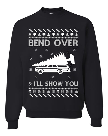 Unisex Ugly Xmas Sweater Graphic T-Shirt, "Bend Over and I'll Show You", Wild Bobby  Ugly Christmas Sweater Unisex Crewneck Sweatshirt