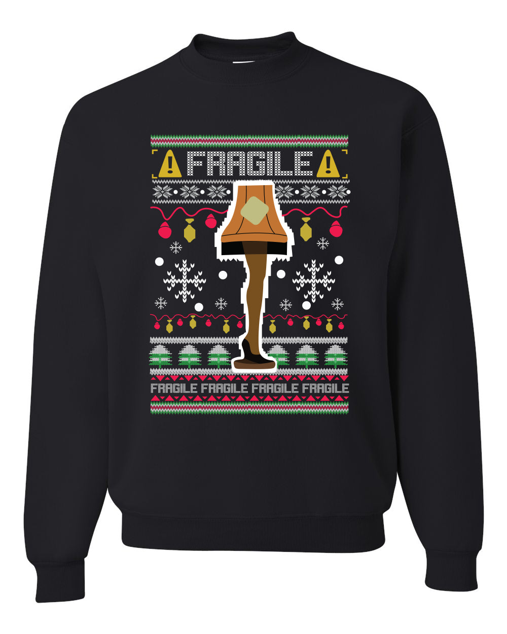 Men's Funny Ugly Xmas Holiday Sweater Long Sleeves Wild Bobby's Fragile Leg Lamp Ugly Christmas Sweater Unisex Crewneck Sweatshirt
